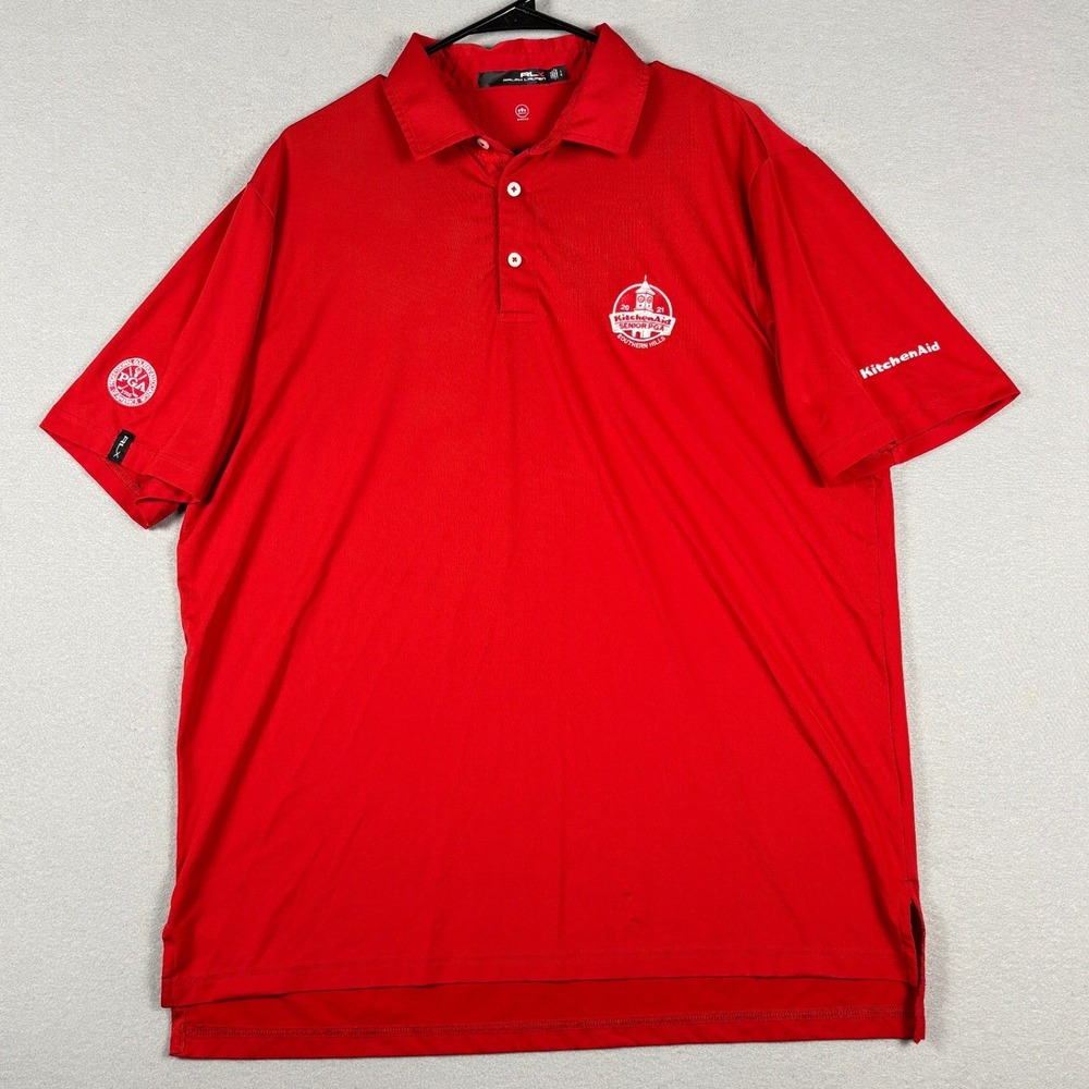 RLX Ralph Lauren Senior PGA Championship Golf Polo Large Red KitchenAid Southern